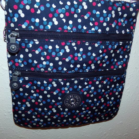 KIPLING MULTI COLOR MULTI ZIP COMPARTMENT SMALL NYLON CROSSBODY BAG - Picture 6 of 6